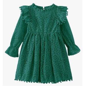 Sisidolls Lace Pom Pom Trim Long Sleeve Dress Size 2-3Y